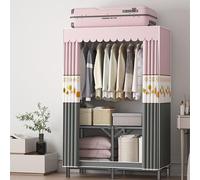 MYXJX Armadietto in tessuto, appendiabiti pieghevole con appendiabiti, armadio in tessuto per camera da letto singolo, in tela, grigio roze (80 x 45 x 160 cm)