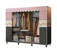 MYXJX Armadietto in tessuto, appendiabiti pieghevole con appendiabiti, armadio in tessuto per camera da letto singolo, in tela, grigio roze (170 x 45 x 168 cm)