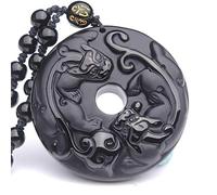 MYXJX collana di ossidiana, Certificato di collana for uomo e donna con fibbia di sicurezza con ciondolo in ossidiana naturale