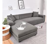 MYXJX copridivano, Copridivani componibili elastici impermeabili a forma di L for divani a 2 + 3 posti(Dark Grey,L shape:4 seater+4 seater)