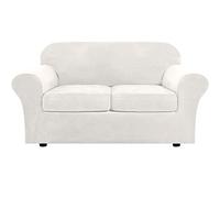 MYXJX copridivano, Copridivano in velluto morbido, copridivano elasticizzato, divano a due posti con 2 cuscini e fondo elastico(Tooth White)