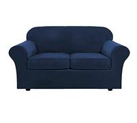 MYXJX copridivano, Copridivano in velluto morbido, copridivano elasticizzato, divano a due posti con 2 cuscini e fondo elastico(Navy)