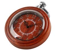 MYXJX orologio da tasca, Orologi da tasca antichi in legno di bambù vintage fatti a mano con catena da uomo e confezione regalo(Red)