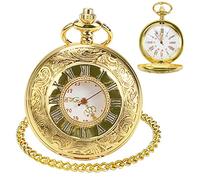 MYXJX orologio da tasca, Orologio da tasca vintage liscio con orologio da tasca classico scolpito a catena corta for uomo e donna nel giorno del compleanno, anniversario, Natale, festa del papà