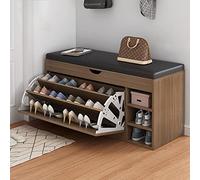 MYXJX panca per scarpe, Con seduta imbottita e cassetti ribaltabili, contenitore for ingresso, soggiorno, corridoio, bagno, piccolo(Brown,100x34x50cm)