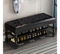 MYXJX panca per scarpe, Con seduta in pelle, cassettiere portaoggetti, scarpiera for ingresso, mobili decorativi for ingresso, camera da letto, soggiorno, carico massimo 440 libbre(Black,60x30x48cm)