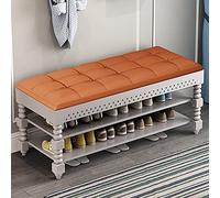 MYXJX panca per scarpe, Con seduta in pelle, cassettiere portaoggetti, scarpiera for ingresso, mobili decorativi for ingresso, camera da letto, soggiorno, carico massimo 440 libbre(Orange,60x30x48cm)