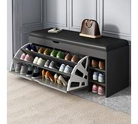 MYXJX panca per scarpe, Panca portascarpe in legno con seduta imbottita e cassetto, scarpiera for ingresso(A,100 * 30 * 51CM)