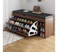 MYXJX panca per scarpe, Panca portascarpe in legno con seduta imbottita e cassetto, scarpiera for ingresso(C,100 * 30 * 51CM)