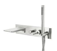 MYXJX soffione Doccia, Miscelatore for Vasca ad Alto Flusso, Rubinetto for con Maniglia Singola, Oro Spazzolato(Brushed Nickel)