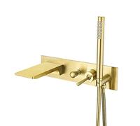 MYXJX soffione Doccia, Miscelatore for Vasca ad Alto Flusso, Rubinetto for con Maniglia Singola, Oro Spazzolato(Brushed Gold)