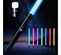 MYXJX Spada Laser, Spada Laser, RGB 7 Colori 3 Voci modle, Effetti sonori fluidi di Oscillazione e Combattimento, Giocattoli Regalo Cosplay for Bambini dai 6 Anni in su(Black)