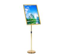 MYXJX Supporto per cartello, supporto per poster regolabile da pavimento, pubblicità, bacheca per annunci per matrimoni, eventi aziendali, 45 x 62,4 cm, bianco (oro, 45 x 62,4 cm)
