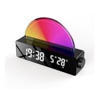 MYXJX sveglia, Orologio elettronico a specchio a LED, suoni e luci d'atmosfera, funzione di simulazione dell'alba senza ticchettio(Black)