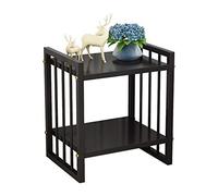 MYXJX tavolino, Comodino/mensola for camera da letto in ferro battuto in stile nordico, mobiletto for soggiorno a doppio strato(Black)