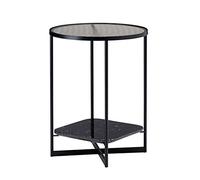 MYXJX tavolino, Semplice tavolo ad angolo a doppio strato, comodino/tavolino in marmo di ferro, tavolino in vetro for camera da letto di lusso leggero(Black)