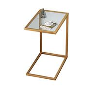 MYXJX tavolino, Tavolino da divano letto in vetro temperato + ferro battuto, facile da pulire(50X30X65CM)