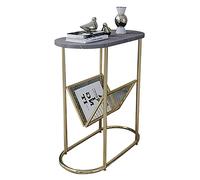 MYXJX tavolino, Tavolino da salotto semplice ed estremamente stretto, mobiletto portaoggetti in ferro battuto, tavolino con piano in ardesia