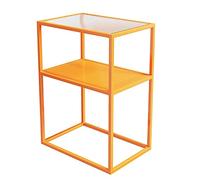 MYXJX tavolino, Tavolino in Vetro temperato Changhong Ins Style, tavolino ad Angolo for Piccolo Appartamento a Doppio Strato in Ferro battuto, Scaffale/Armadio Multifunzionale(Orange,48.5x28.5x60cm)
