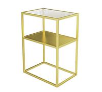 MYXJX tavolino, Tavolino in Vetro temperato Changhong Ins Style, tavolino ad Angolo for Piccolo Appartamento a Doppio Strato in Ferro battuto, Scaffale/Armadio Multifunzionale(Gold,48.5x28.5x60cm)