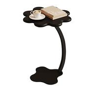 MYXJX tavolino, Tavolo rotondo da balcone con supporto in ferro curvo, tavolo angolare mobile da terrazza, mensola sul comodino(Matt Black,H55CM)