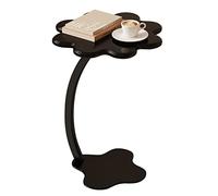 MYXJX tavolino, Tavolo rotondo da balcone con supporto in ferro curvo, tavolo angolare mobile da terrazza, mensola sul comodino(High Gloss Black,H65CM)