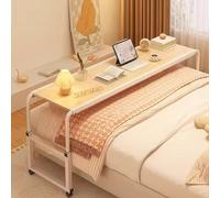 MYXJX tavolo da letto Tavolino servitore regolabile con ruote - Tavolino girevole for letto, scrivania sopra il letto king size, tavolo for laptop - Ideale for l'uso in ufficio(Wood Color,140cm)