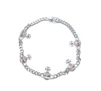 MYYCYCV Ciondolo collana Design: Pianeta rosa, Saturno tridimensionale, Collana a catena versatile, Bracciale Regali di gioielli