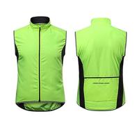 MYYLY Gilet Ciclismo Uomo Gilet Corsa Leggero Antivento Gilet di Sicurezza MTB Traspirante Impermeabile Giacca Senza Maniche Bicicletta Gilet da Ciclismo Termico,Green-XXL