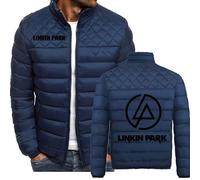 MYYLY Piumini da Uomo per Linkin Park Cappotti Invernali Caldi da Esterno Antivento Moda Abbigliamento da Lavoro Cerniera Maniche Lunghe Collo Alto Vestiti Giacca da Fitness,Blue1-XL