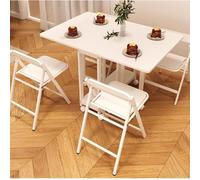 MYYMKJYXGS Drop Leaf Table with Chairs - Space Saving Expandable Kitchen/Dining Table, Adjustable Height on Wheels for Small Apartment, Study Desk(120cm table+4 chairs)