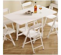 MYYMKJYXGS Drop Leaf Table with Chairs - Space Saving Expandable Kitchen/Dining Table, Adjustable Height on Wheels for Small Apartment, Study Desk(150cm table+6 chairs)