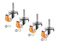 MyyYiTar Ruote con stelo M4 da 1,3 cm M4 x 15, ruota filettata con bullone, in gomma TPR silenziosa, con viti singole girevoli in ruote, piccolo, arancione