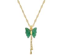 MYZCYBFC Ciondolo a forma di farfalla con nappina da donna e catena regolabile, una collana versatile e alla moda, perfetta come regalo (Green)