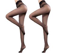 MYZCYBFC Collant trasparenti elastici antigraffio da donna, calze elastiche magiche, collant color pelle, calze nere (2 pieces_black)