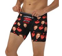 MYZQIFF I Licked It So It's Mine Personnalisé Saint Valentin Photo Culotte, Personnalisé Fun Boxer Sous - vêtements Cadeau pour Les Hommes