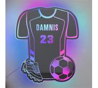 MYZQIFF Luce dello specchio della maglia di calcio LED per la camera da letto, Sport Soccer Neon Sign Wall Art, Soccer Night Light, Compleanno Natale Sport Regalo