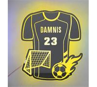 MYZQIFF Luce dello specchio della maglia di calcio LED per la camera da letto, Sport Soccer Neon Sign Wall Art, Soccer Night Light, Compleanno Natale Sport Regalo