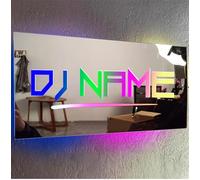 MYZQIFF Personalizzato DJ auricolari specchio segno muro appeso decorazione, nome personalizzato Disc musica Player muro segno d'arte con la luce del LED, DJ cuffie ha portato segno di luce al neon