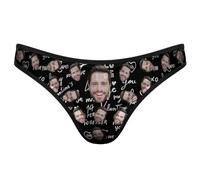 MYZQIFF Personalizzato G-String Thongs Viso Personalizzato Biancheria Intima delle Donne Brief Panties con Foto San Valentino