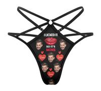 MYZQIFF Personalizzato G-String Thongs Viso Personalizzato Biancheria Intima delle Donne Brief Panties con Foto San Valentino