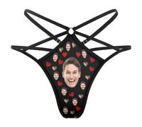 MYZQIFF Personalizzato G-String Thongs Viso Personalizzato Biancheria Intima delle Donne Brief Panties con Foto San Valentino