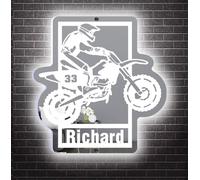 MYZQIFF Personalizzato Moto Specchio Neon Segno Decorazione Della Parete, Personalizzato Moto Garage LED Neon Segno Specchio, Compleanno Uomini di Natale Bambini Ragazzi Regalo
