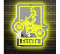 MYZQIFF Personalizzato Moto Specchio Neon Segno Decorazione Della Parete, Personalizzato Moto Garage LED Neon Segno Specchio, Compleanno Uomini di Natale Bambini Ragazzi Regalo