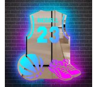 MYZQIFF Personalizzato Specchio Luce Basket Jersey Neon Sign,Personalizzato Nome Basket Sign, Soccer Sport Neon Night Light Per Camera Da Letto Festa di Compleanno Home Decor Club Bambini