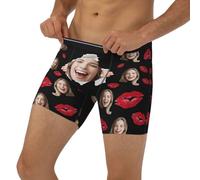 MYZQIFF Personnalisé Saint Valentin Photo Culotte, Personnalisé Fun Boxer Sous - vêtements Cadeau pour Les Hommes
