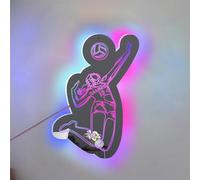 MYZQIFF Segnanome personalizzato dello specchio della pallavolo con la luce del LED, specchio personalizzato della lampada della luce notturna del neon della pallavolo, regali di pallavolo di Natale