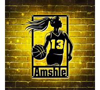 MYZQIFF Segno di nome personalizzato del basket delle donne con la luce del LED, luce notturna del neon del basket femminile personalizzata, regali di basket