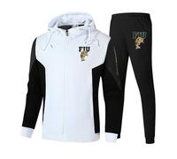 Myzter Tuta Sportiva da 2 Pezzi per Uomo Florida International University, Fitness Sportiva Set Stampato, Casual Abbigliamento Sportivo(White,L)