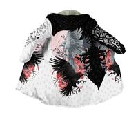 MYZTTZR Hugin Munin,XL, Vichingo Inverno con Cappuccio Giacca, Finto Cachemire Lunghezza Media Cosplay Caldo Mantello Mito Nordico Stampa 3D Uomo Donna Cappotto